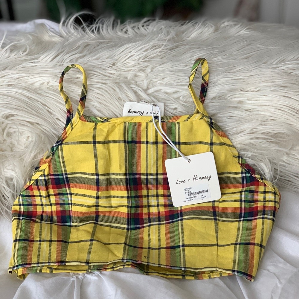 Matching yellow plaid two-piece set/co-ord